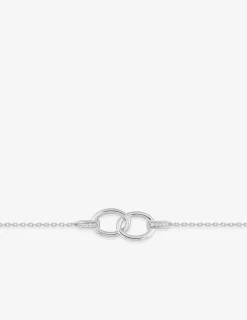Bracelet en argent 925 ‰ rhodié avec anneaux entrelacés et oxydes de zirconium SO OR