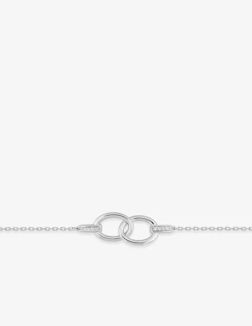 Bracelet en argent 925 ‰ rhodié avec anneaux entrelacés et oxydes de zirconium SO OR