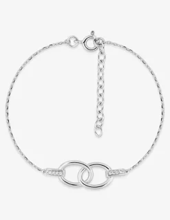 Bracelet en argent 925 ‰ rhodié avec anneaux entrelacés et oxydes de zirconium SO OR