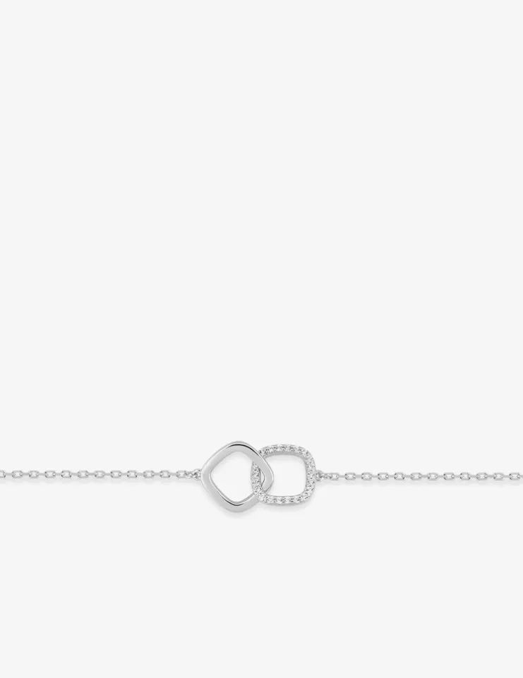 Bracelet en argent 925 ‰ rhodié avec motifs entrelacés et oxydes de zirconium SO OR