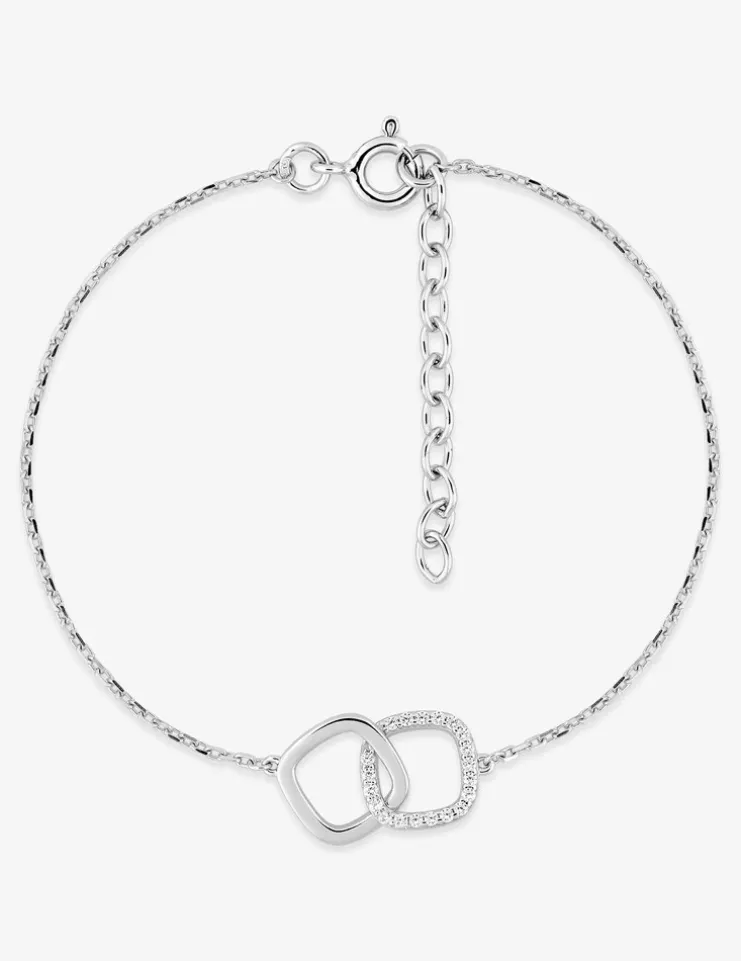 Bracelet en argent 925 ‰ rhodié avec motifs entrelacés et oxydes de zirconium SO OR