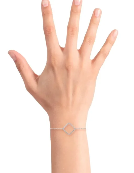 Bracelet en argent 925 ‰ rhodié, motif losange en oxydes de zirconium SO OR