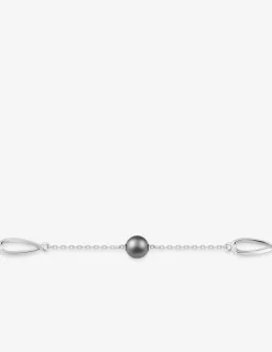 Bracelet en argent 925 ‰ rhodié et perles d'imitation grises SO OR