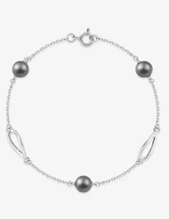 Bracelet en argent 925 ‰ rhodié et perles d'imitation grises SO OR