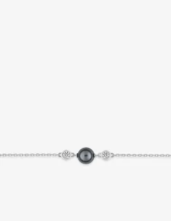 Bracelet en argent 925 ‰ rhodié avec perle d'imitation grise et oxydes de zirconium SO OR
