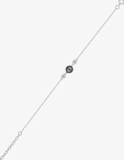Bracelet en argent 925 ‰ rhodié avec perle d'imitation grise et oxydes de zirconium SO OR