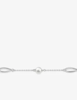 Bracelet en argent 925 ‰ rhodié, perles d'imitation blanches SO OR