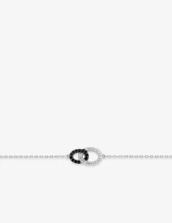 Bracelet en argent 925 ‰ rhodié, motifs entrelacés et oxydes de zirconium noir et blanc SO OR
