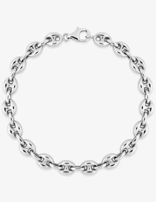 Bracelet en argent 925 ‰ rhodié, maille grain de café SO OR