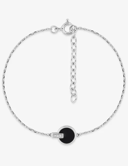 Bracelet en argent 925 ‰ rhodié, oxydes de zirconium et laque noire SO OR