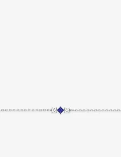 Bracelet en argent gris rhodié 925‰ trilogie oxyde bleu et blanc chaine forçat SO OR