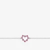 Bracelet en argent gris rhodié 925‰ chaine souple forçat cœur oxyde rose SO OR