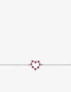 Bracelet en argent gris rhodié 925‰ chaine souple forçat cœur oxyde rose SO OR