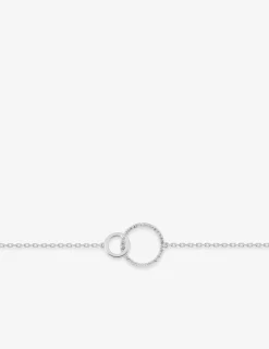 Bracelet en argent gris rhodié 925‰ chaine souple forçat doubles cercles stries SO OR