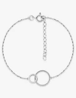 Bracelet en argent gris rhodié 925‰ chaine souple forçat doubles cercles stries SO OR