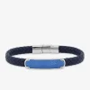 Bracelet en cuir de vachette, acier et carbone bleu pour homme SO OR