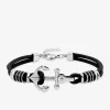 Bracelet en nylon noir et acier avec motif ancre de bateau SO OR