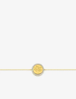 Bracelet en or 750 ‰ jaune et rhodium, jeton arbre de vie entouré d'oxydes de zirconium SO OR