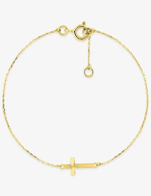 Bracelet en or jaune 375 ‰, croix religieuse SO OR