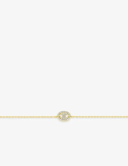 Bracelet en or jaune 375 ‰, motif grain de café et oxydes de zirconium SO OR