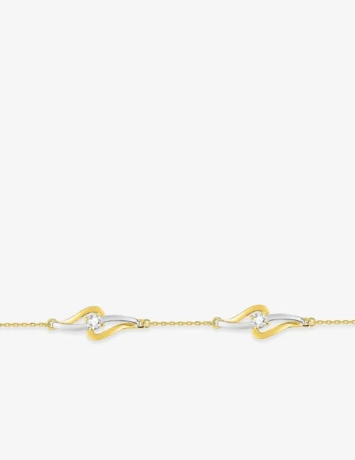 Bracelet en or jaune 375 ‰, oxydes de zirconium et rhodium SO OR