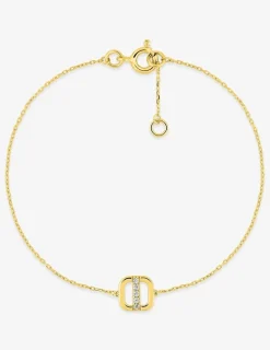 Bracelet en or jaune 750‰ chaine souple oxyde blanc géométrique SO OR