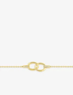 Bracelet en plaqué or et oxydes de zirconium, anneaux entrelacés SO OR