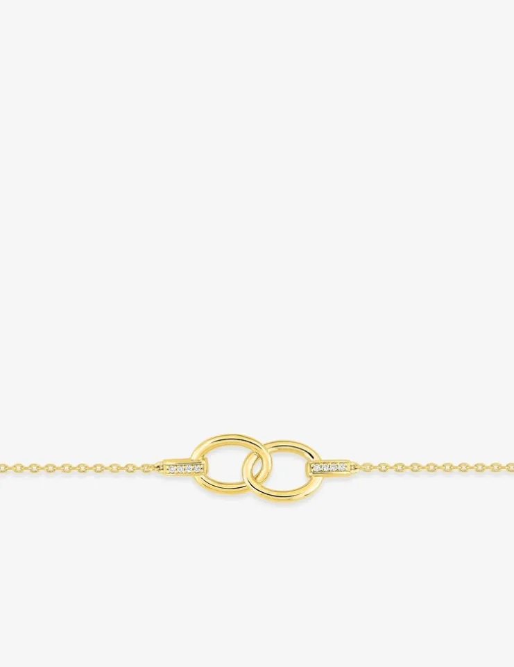 Bracelet en plaqué or et oxydes de zirconium, anneaux entrelacés SO OR