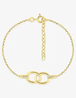 Bracelet en plaqué or et oxydes de zirconium, anneaux entrelacés SO OR