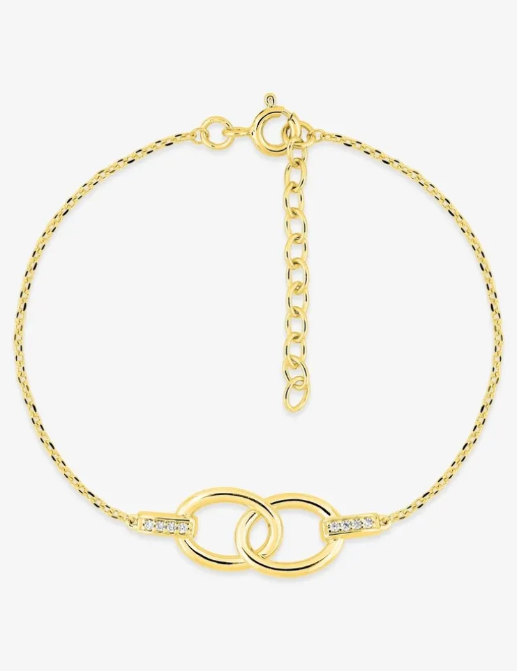 Bracelet en plaqué or et oxydes de zirconium, anneaux entrelacés SO OR