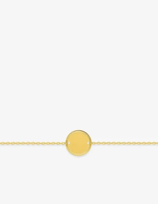 Bracelet en plaqué or, plaque ronde gravable SO OR
