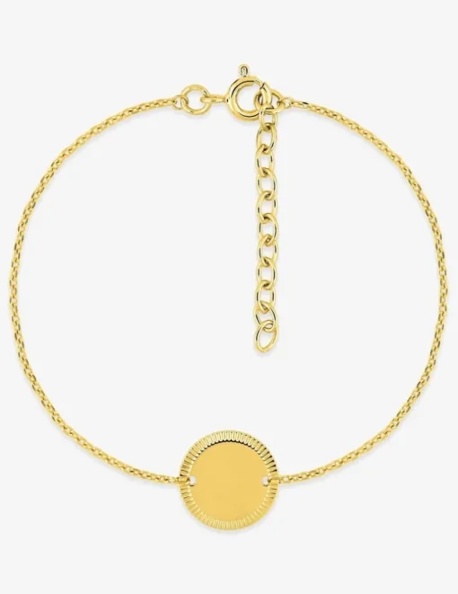Bracelet en plaqué or, plaque ronde gravable SO OR