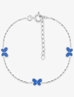 Bracelet enfant argent 925‰ rhodié et papillons laque bleue SO OR