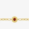 Bracelet fantaisie acier doré, maille alternée et turquoise rouge synthétique SO OR