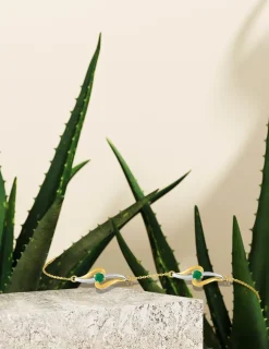 Bracelet fantaisie bicolore or 375‰, émeraude SO OR