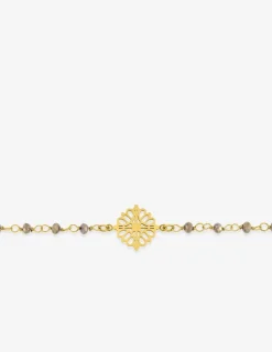Bracelet fantaisie cristal marron, acier doré et motif SO OR