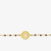 Bracelet fantaisie cristal rouge, petite chaîne en acier doré et motif SO OR