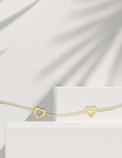 Bracelet fantaisie cœur or jaune 375 ‰ SO OR