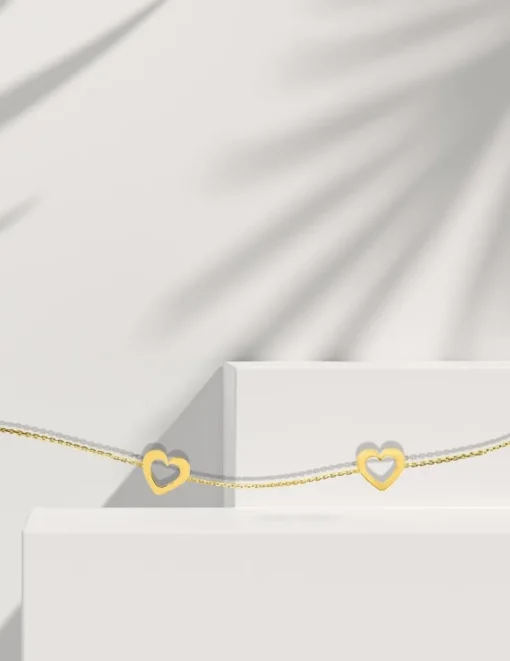 Bracelet fantaisie cœur or jaune 375 ‰ SO OR