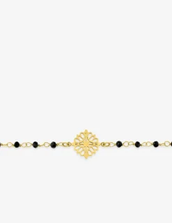 Bracelet fantaisie noir, acier doré et motif SO OR