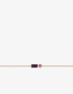 Bracelet fantaisie or jaune 750 ‰ améthyste tourmaline rose SO OR