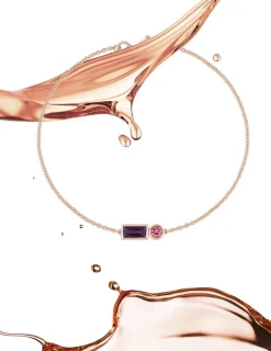 Bracelet fantaisie or jaune 750 ‰ améthyste tourmaline rose SO OR