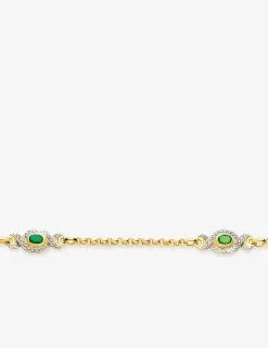 Bracelet fantaisie or jaune 750‰, rhodium et émeraudes SO OR