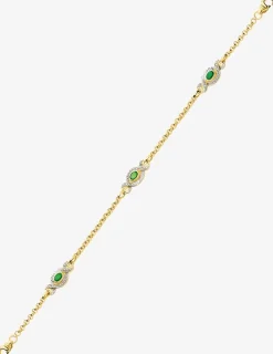 Bracelet fantaisie or jaune 750‰, rhodium et émeraudes SO OR