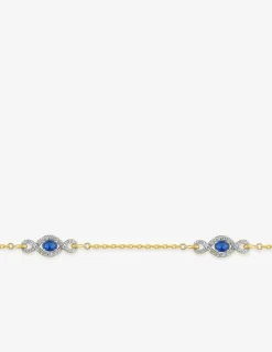 Bracelet fantaisie plaqué or, rhodium, oxydes de zirconium blancs et bleus SO OR