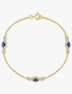Bracelet fantaisie plaqué or, rhodium, oxydes de zirconium blancs et bleus SO OR