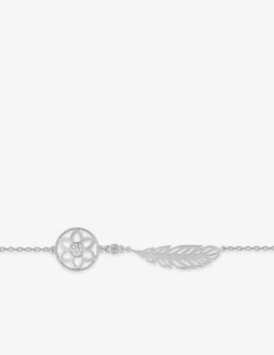 Bracelet fleur et plume argent 925‰ rhodié SO OR