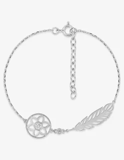 Bracelet fleur et plume argent 925‰ rhodié SO OR
