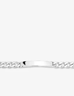 Bracelet gourmette identité en argent 925 ‰ rhodié, plaque fantaisie SO OR