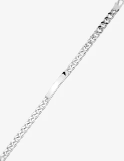 Bracelet gourmette identité en argent 925 ‰ rhodié, plaque fantaisie SO OR